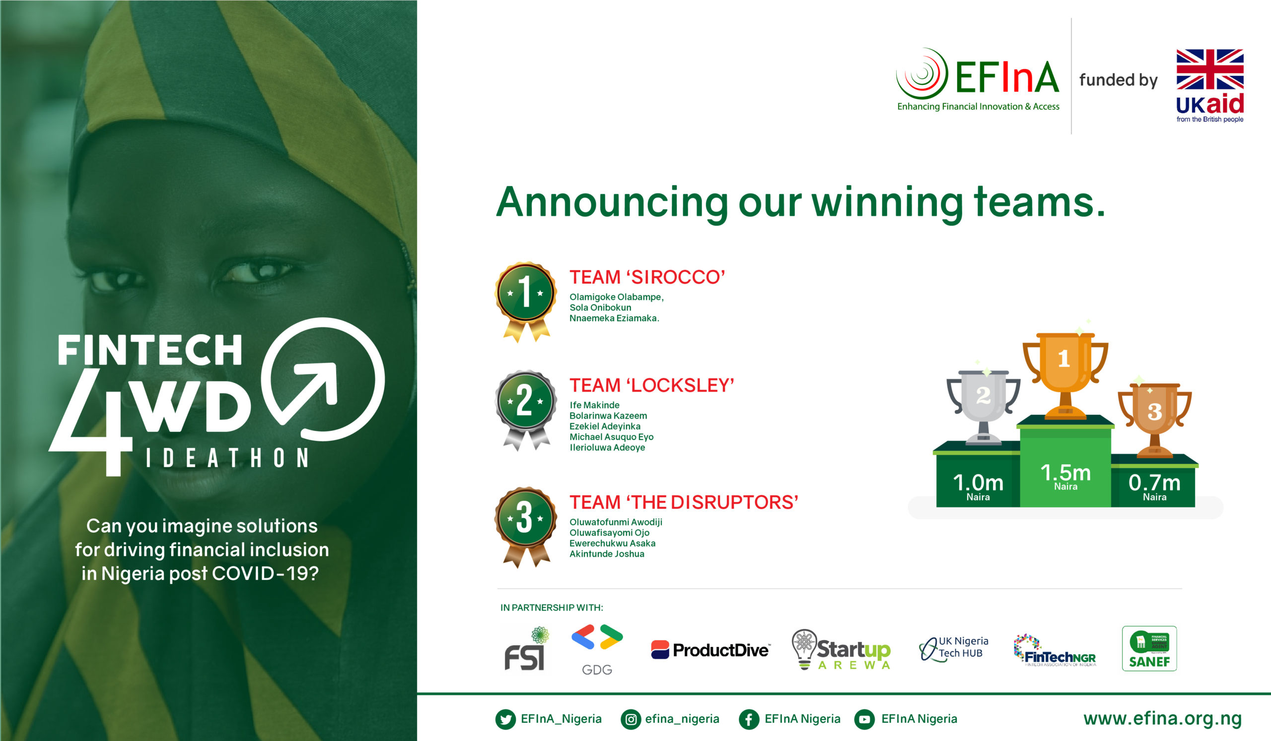 EFInA announces Winners of the Fintech4wd Ideathon Contest