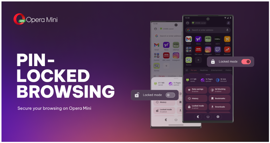 Opera Mini launches Locked Mode for PIN-protected browsing